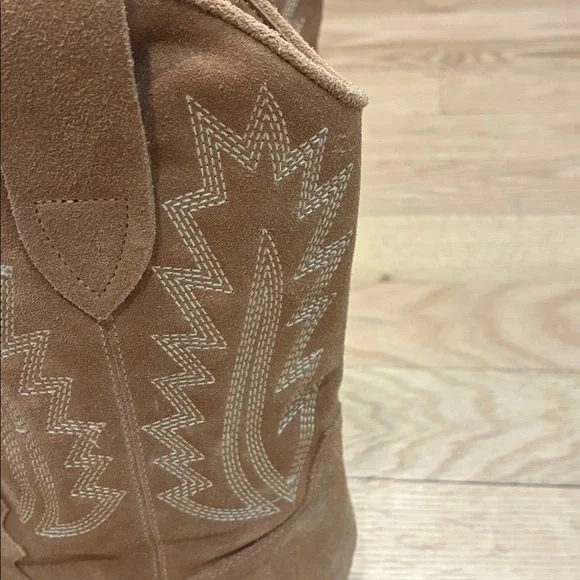 Marc Fisher Tan Suede Western Ankle Boots - Picture 3 of 6